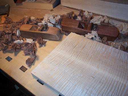 Hand tools are in a way the essence of my work. Hand planes, scrapers,
files, knives, spokeshaves...these are some of the tools I use to shape my furniture.
This is an image of my handplanes